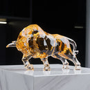Escultura buey acrílico cristal | Adorno nórdico para escritorio o living